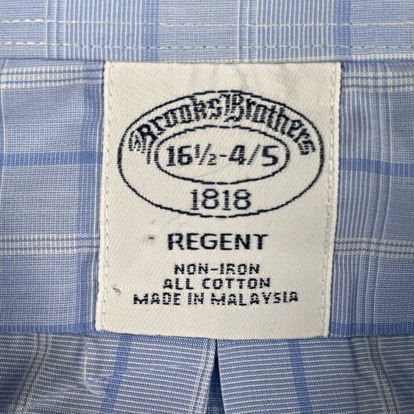 Brooks Brothers 1818 Regent Non-Iron Light Blue Check Dress Shirt Sz 16.5 4/5 - Picture 3 of 3